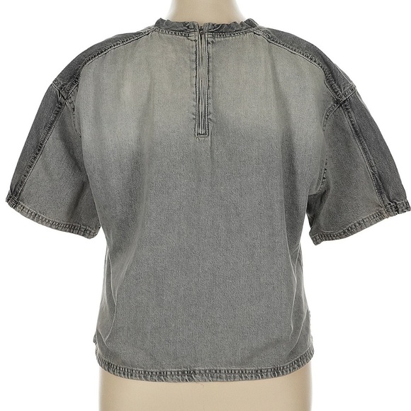 Zara Grey Blue Denim Cropped Top Bloggers Favorite Women’s Size XL - Picture 4 of 7